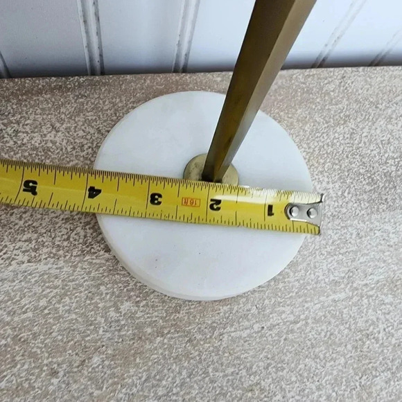 11" Brass Gold Candle Holder With Marble Base Single Decor Tabletop R12 - Picture 3 of 9